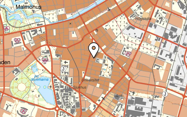 Karta som visar Grand Malmö på Monbijougatan 17, 211 53 Malmö
