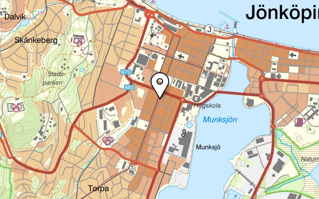 Karta som visar Bageriet på Bryggan i Jönköping AB på Klostergatan 29, 553 35 Jönköping