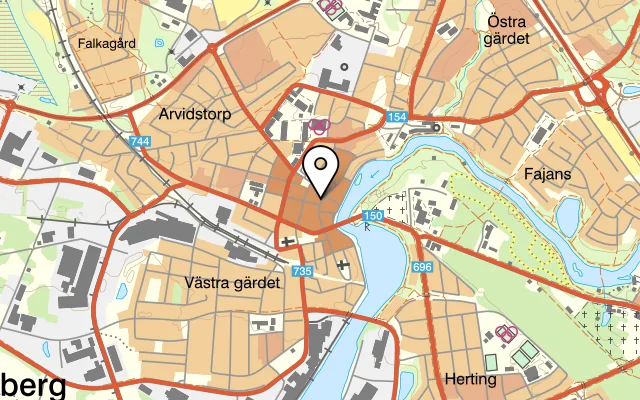 Karta som visar Rådhustorget No:1A på Rådhustorget 1A, 311 31 Falkenberg