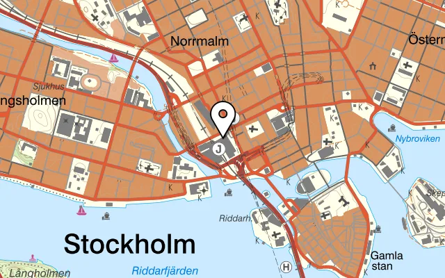 Karta som visar Perini på Klarabergsviadukten 49, 111 64 Stockholm