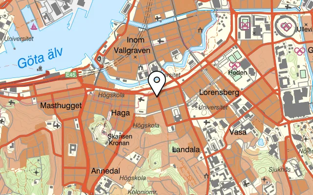 Karta som visar Noba på Viktoriagatan 1A, 411 25 Göteborg