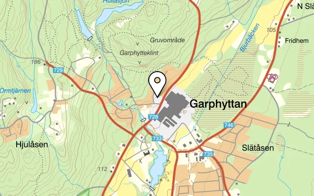 Karta som visar Slottsbacken på Bruksvägen 7, 719 41 Garphyttan