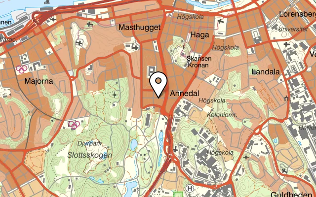 Karta som visar Bistro Odette på Olivedalsgatan 14B, 413 10 Göteborg