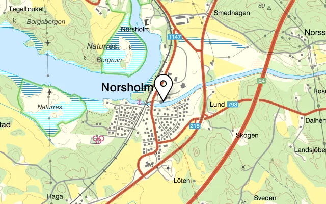 Karta som visar Kapten Billes på Slussvägen 7, 610 21 Norsholm