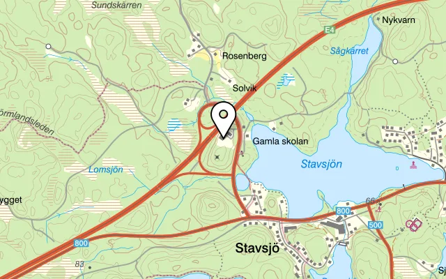 Karta som visar Stavsjö krog och kafe på STAVSJÖ TRAFIKPLATS 2, 618 95 Stavsjö