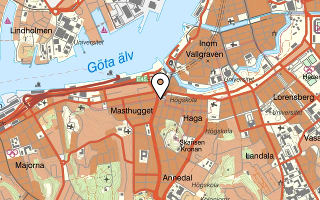 Karta som visar Steinbrenner & Nyberg på Östra Larmgatan 6, 411 07 Göteborg