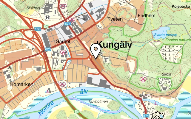 Karta som visar Mantram på Västra Gatan 80, 442 31 Kungälv