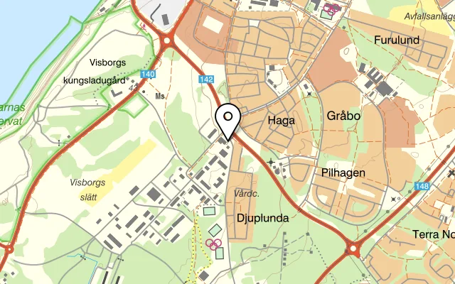Karta som visar Restaurang P18 på Visborgsallén 11, 621 50 Visby