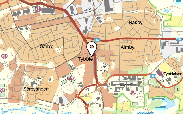 Karta som visar Restaurang Tybble på Drakenbergsgatan 1, 702 19 Örebro