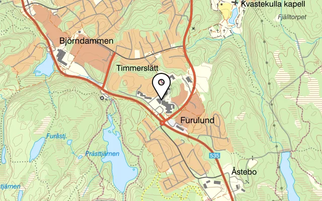 Karta som visar Furulunds Pizzeria på centrum, 433 47 Partille