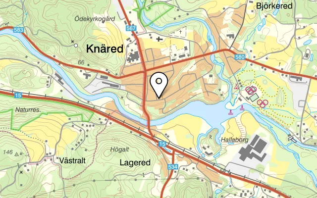 Karta som visar Knäreds Pizzeria på Dalavägen 7, 312 52 Knäred