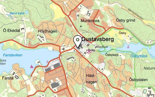 Karta som visar Bridge 77 på Gustavsberg Centrum, 134 30 Gustavsberg, Sweden