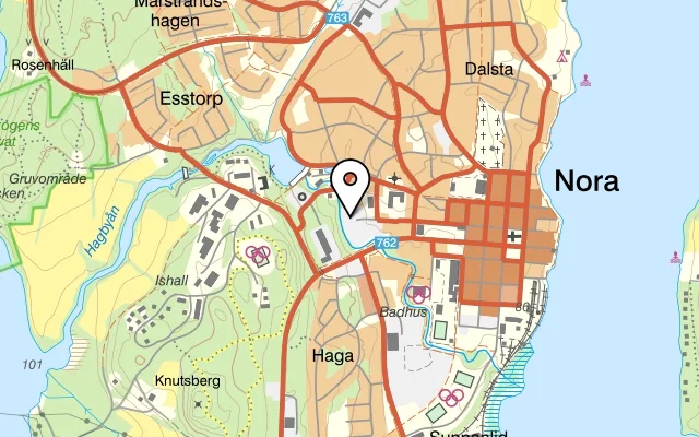 Karta som visar Nora Brasserie på Prästgatan 42, 713 31 Nora