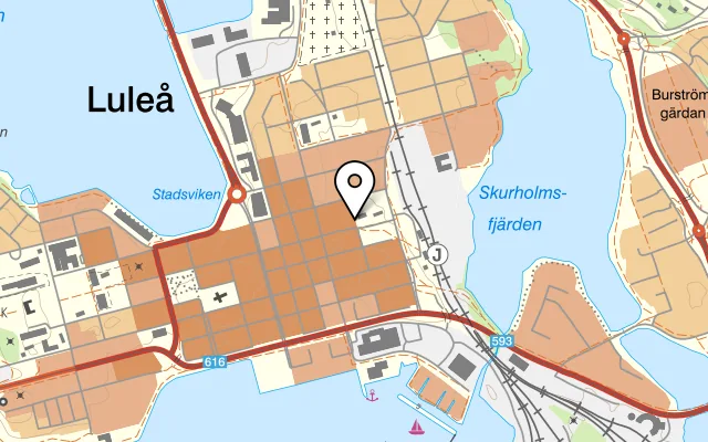 Karta som visar East Pearl Restaurant på Storgatan 61, 972 31 Luleå