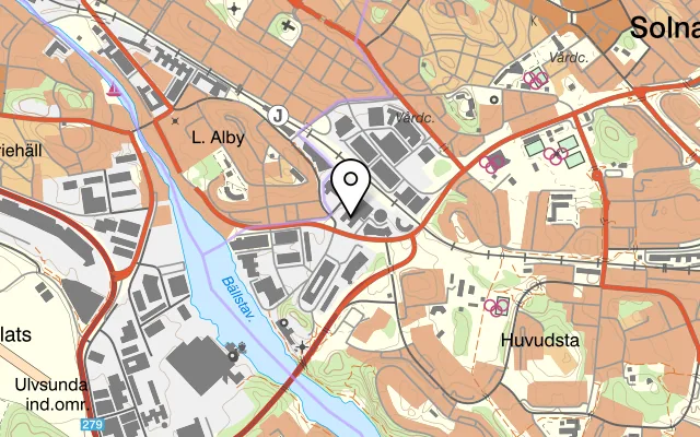 Karta som visar Restaurang S på Röntgenvägen 2, 171 54 Solna
