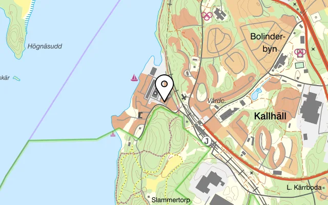 Karta som visar Bolinder Strands Krog på Birger Dahlerus väg 6, 176 69 Järfälla