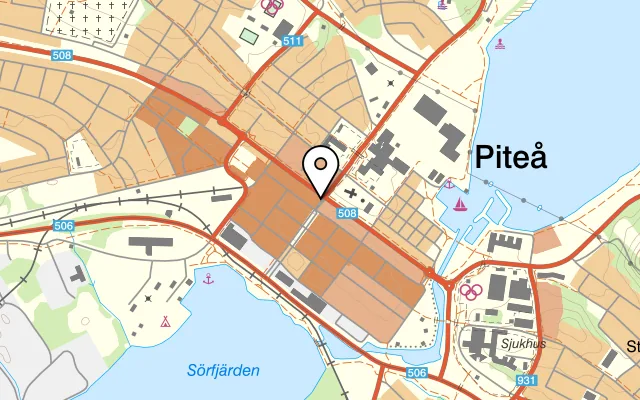 Karta som visar Thai Garden Restaurang på Sundsgatan 31, 941 32 Piteå