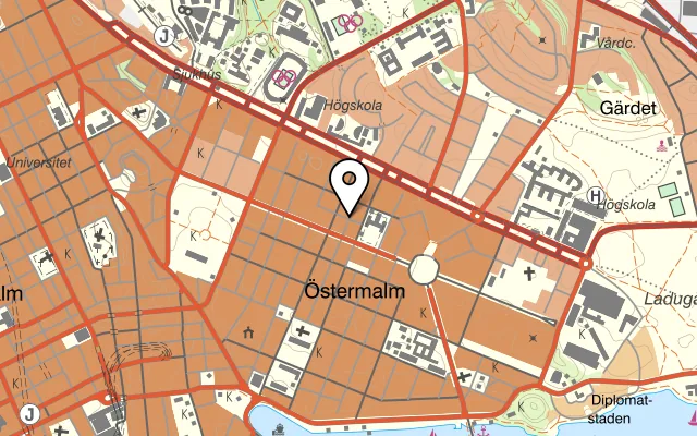 Karta som visar Halv Grek Plus Turk på Jungfrugatan 33, 114 44 Stockholm
