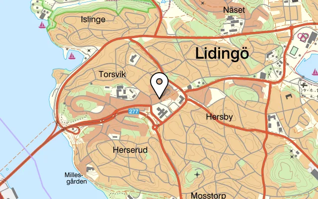 Karta som visar Kafé Ansgar på Odenvägen 3, 181 32 Lidingö