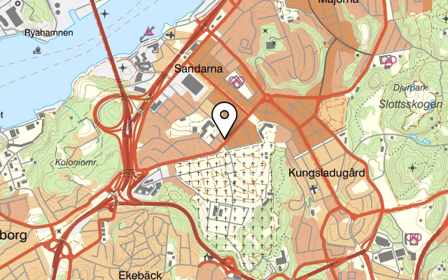 Karta som visar Phad Thai Majorna på Chapmansgatan 4, 414 54 Göteborg