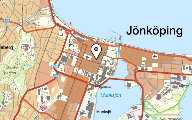 Karta som visar Aqua Dinner & Drink på Barnarpsgatan 24, 553 16 Jönköping