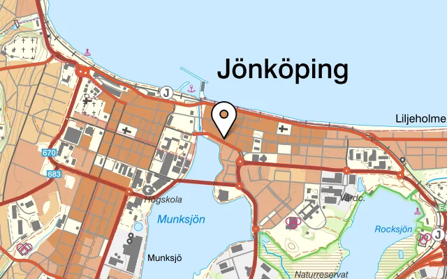 Karta som visar Ester Kök & Bar på Borgmästargränd 20, 553 20 Jönköping