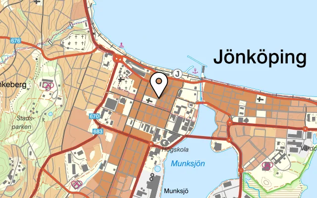 Karta som visar Jungle Thai på Trädgårdsgatan 9, 553 16 Jönköping