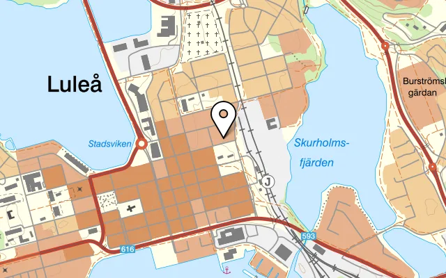 Karta som visar Restaurangen En Trappa Upp på Skeppsbrogatan 39, 972 31 Luleå