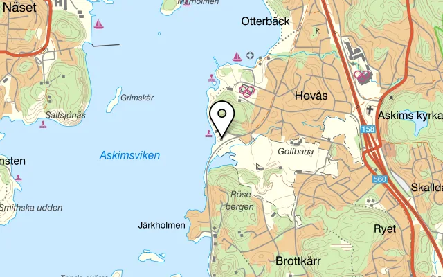 Karta som visar Restaurant Hovås kallbadhus på Fjordvägen 51, 436 50 Hovås