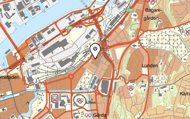 Karta som visar Restaurang Olivedal på Ranängsgatan 8, 416 64 Göteborg