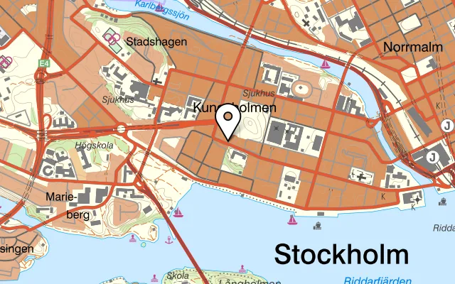 Karta som visar Primo Ciao Ciao på Hantverkargatan 76A, 112 38 Stockholm