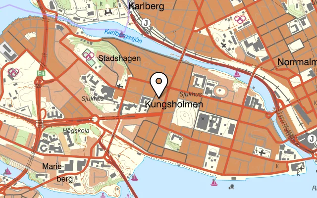 Karta som visar Greasy Spoon på S:t Göransgatan 74, 112 38 Stockholm