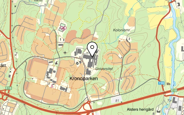 Karta som visar Café Gläntan på Universitetsgatan 2, 656 37 Karlstad