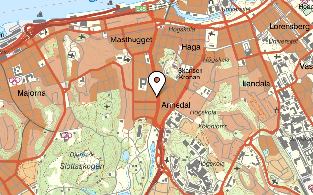 Karta som visar Lilla Tokio på Linnégatan 53, 413 08 Göteborg