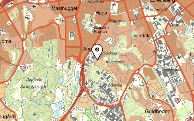 Karta som visar Restaurang Husette på Konstepidemins väg 6, 413 14 Göteborg