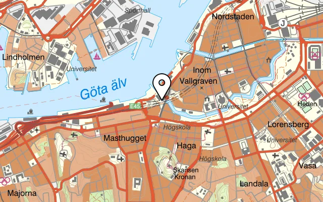 Karta som visar Schnitzelplatz Lagerhuset på Heurlins Plats 1, 413 01 Göteborg