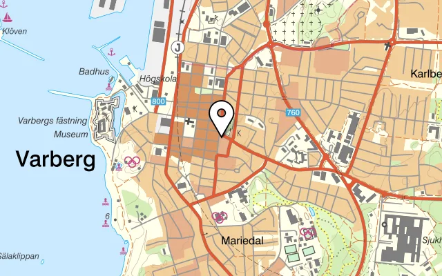 Karta som visar Bastard Burgers på Östra Vallgatan 89, 432 43 Varberg