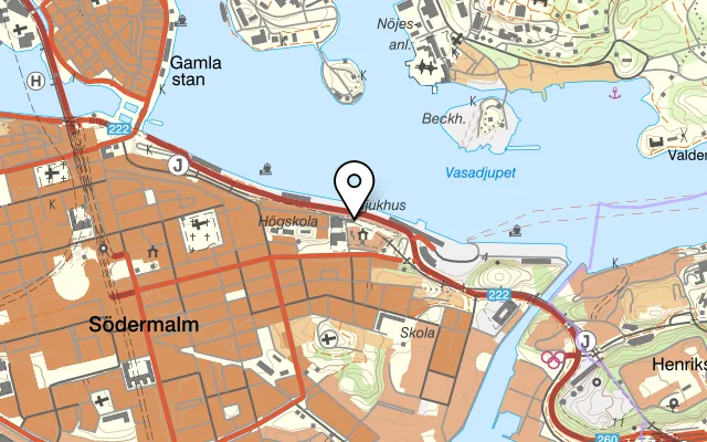 Karta som visar Ersta Terrass på Erstagatan 1N, 116 28 Stockholm