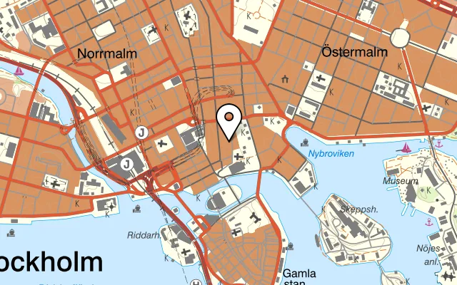 Karta som visar Makalös på Västra Trädgårdsgatan 11B Entré:, Kocksgatan 1, 111 53 Stockholm