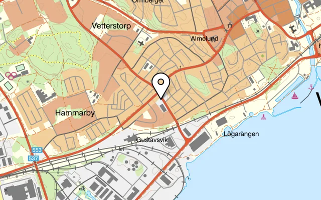 Karta som visar Reyhan Resturang & Kolgrill på Djuphamnsvägen 4, 724 65 Västerås