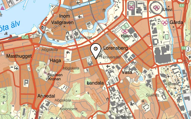 Karta som visar Sushi mamaya på Aschebergsgatan 7, 411 27 Göteborg