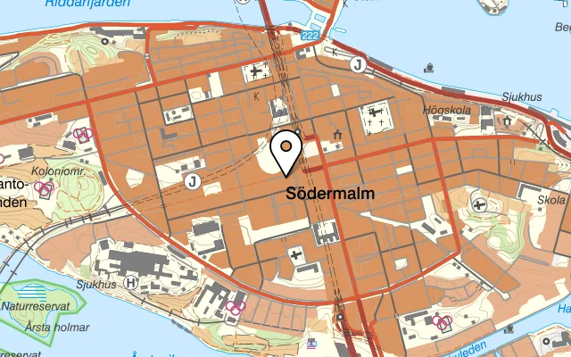Karta som visar Usine på Södermalmsallén 36, 118 28 Stockholm