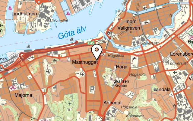 Karta som visar Taverna Averna på Tredje Långgatan 7, 413 03 Göteborg