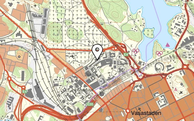 Karta som visar Restaurang Karolina på Eugeniavägen 6, 171 64 Solna