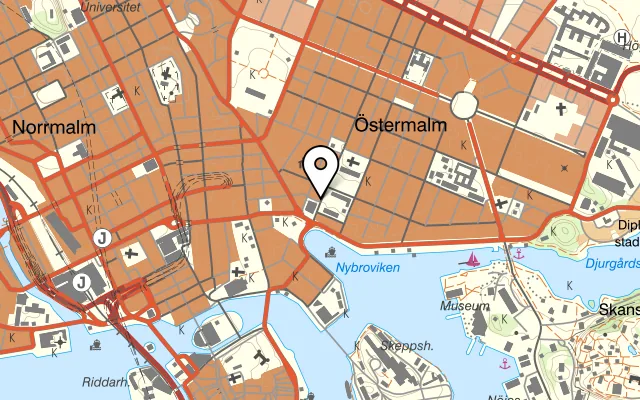 Karta som visar Tidemans på Sibyllegatan 3, 114 51 Stockholm