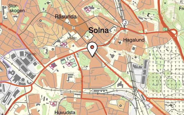 Karta som visar Bastard Burgers på Solnavägen 13, 171 45 Solna