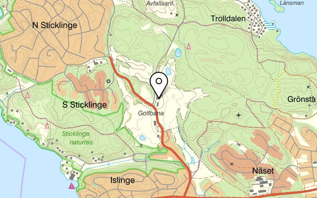 Karta som visar Lidingö Golfrestaurang på Trolldalsvägen 2, 181 29 Lidingö
