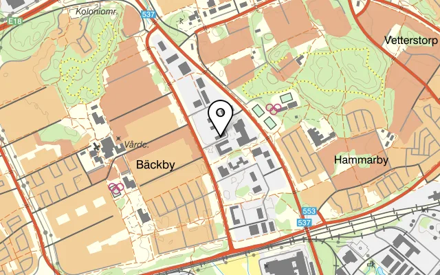 Karta som visar Jojo's pizzeria på Ånghammargatan 3c, 721 33 Västerås
