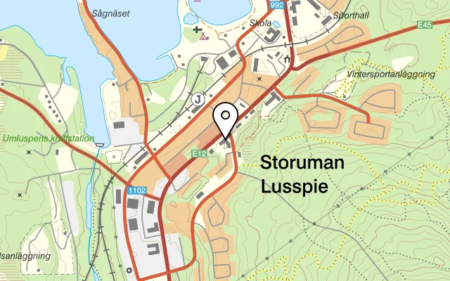 Karta som visar Hotell Toppen på Blå vägen 238, 923 31 Storuman