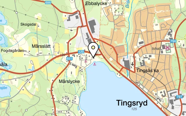 Karta som visar Restaurang Mårdslycke på 362 91 Tingsryd